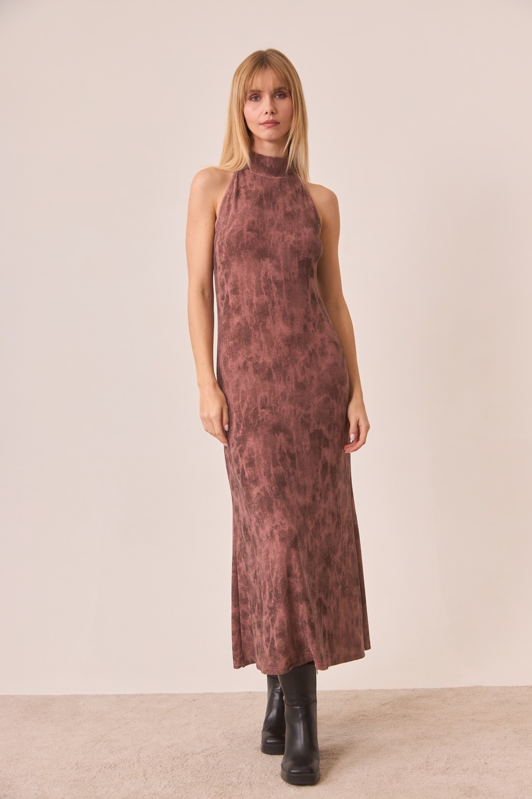 VESTIDO HALTER TIE-DYE LÚREX