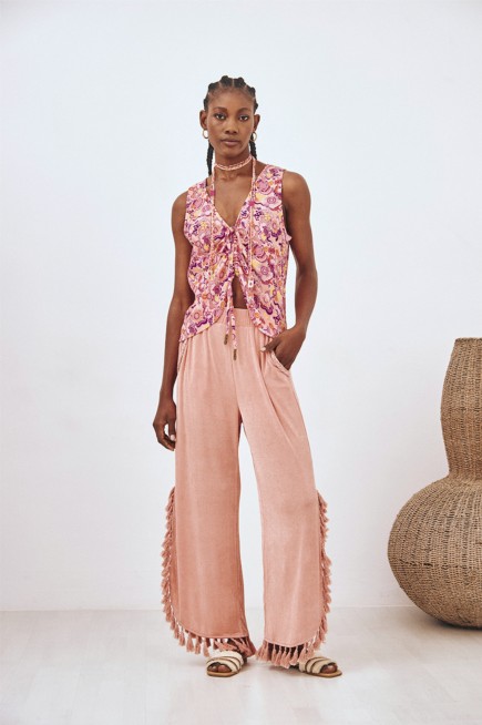 FRINGED FLOWING TROUSERS