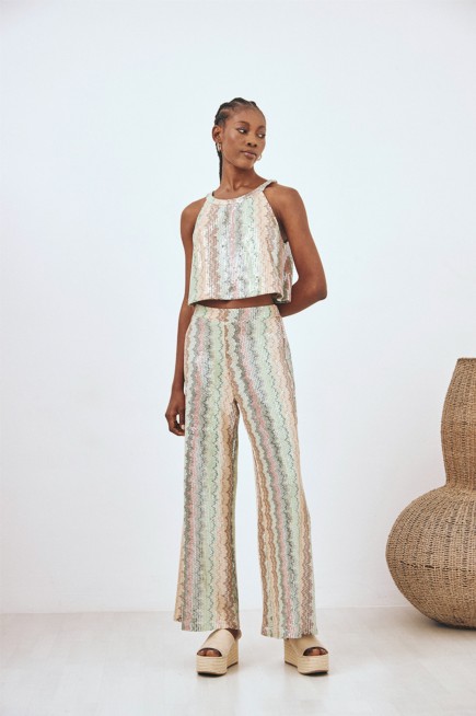 STRAIGHT-LEG PRINTED PANTS