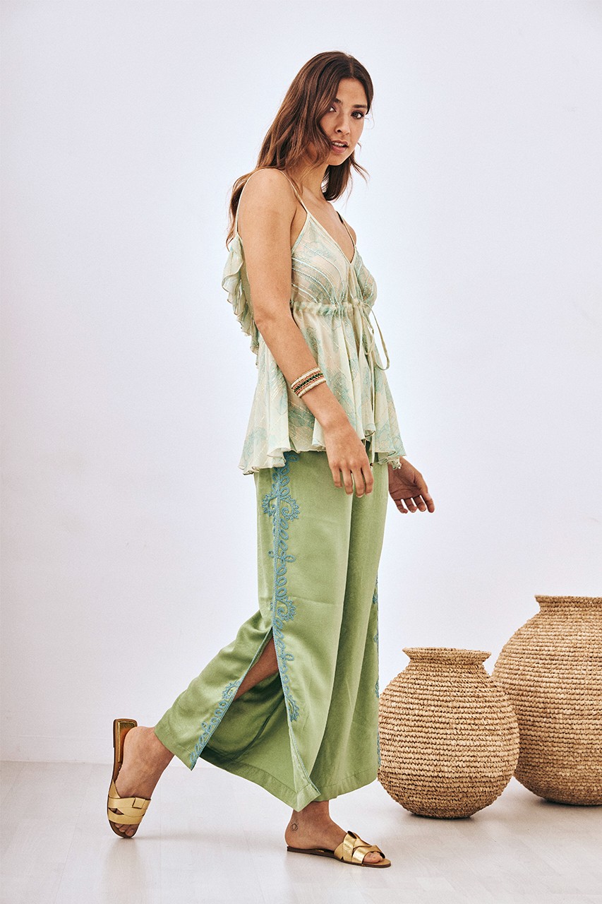 EMBROIDERED FILIGREE PANTS