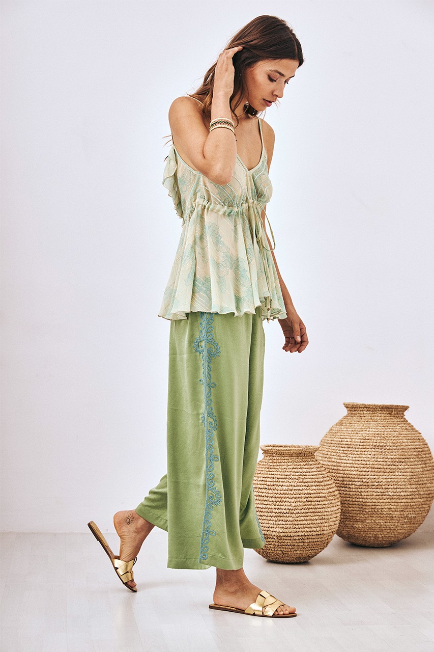 EMBROIDERED FILIGREE PANTS