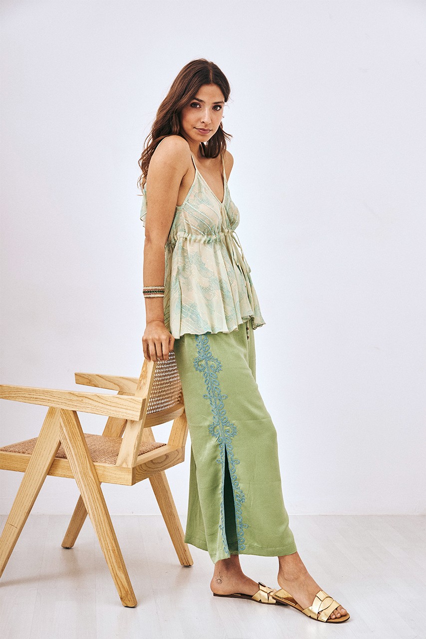 EMBROIDERED FILIGREE PANTS