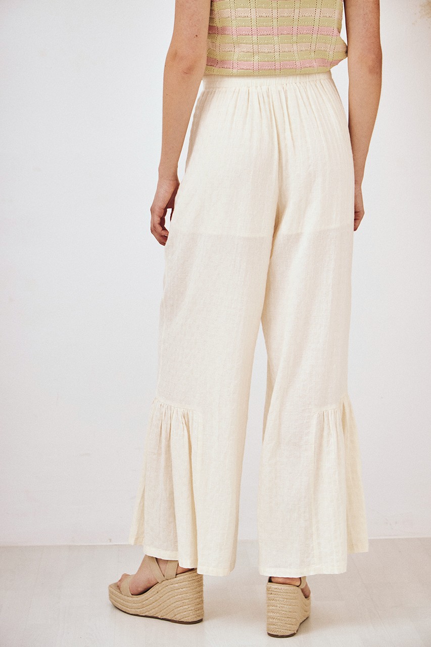 RUFFLE EMBROIDERED TROUSERS