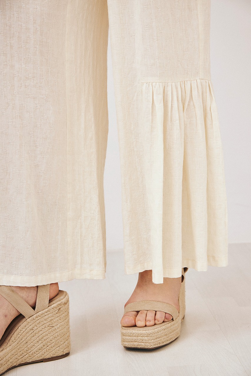 RUFFLE EMBROIDERED TROUSERS