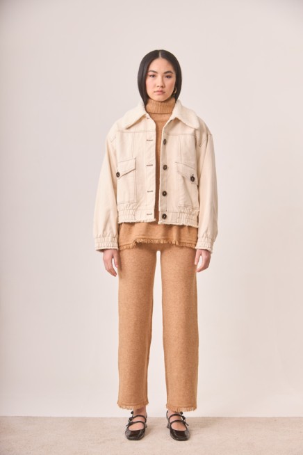 FLEECE COLLAR DENIM JACKET