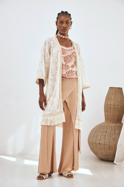 LONG SLEEVE KIMONO WITH FRINGES