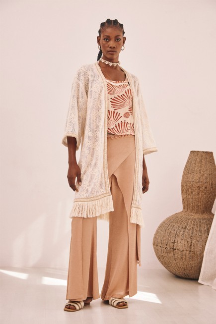 LONG SLEEVE KIMONO WITH FRINGES