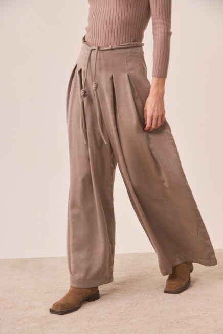 PANTALON PALAZZO PINZAS CAMEL