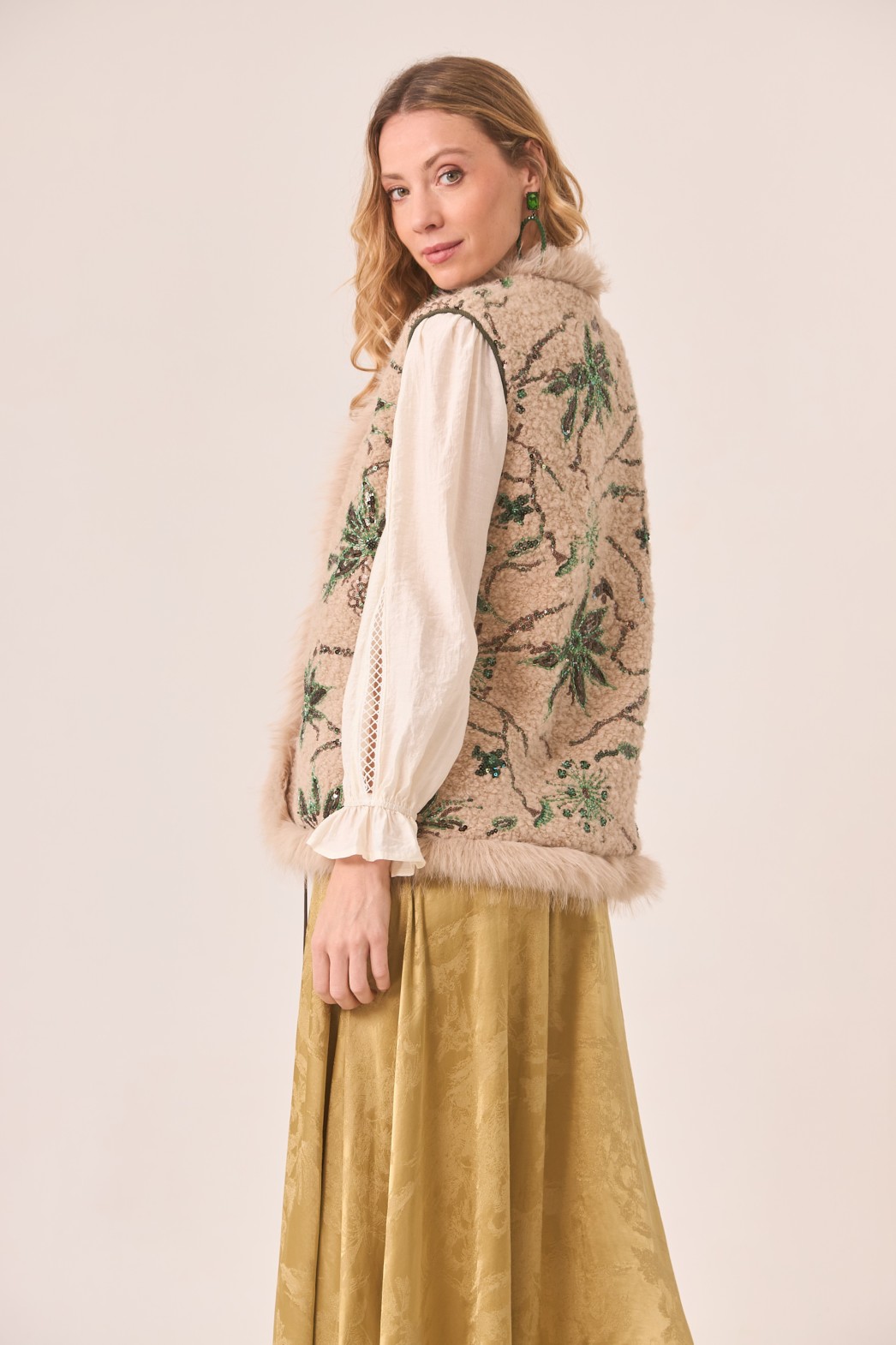 EMBROIDERED SHEARLING FANTASY VEST 2