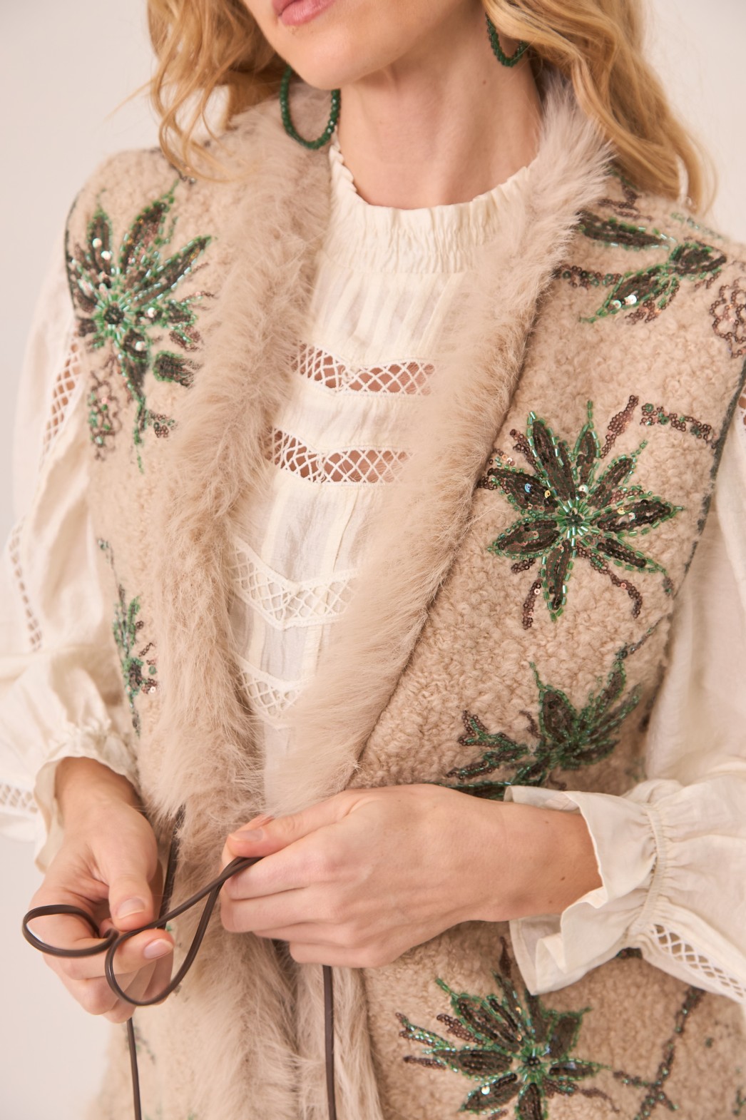 EMBROIDERED SHEARLING FANTASY VEST 3