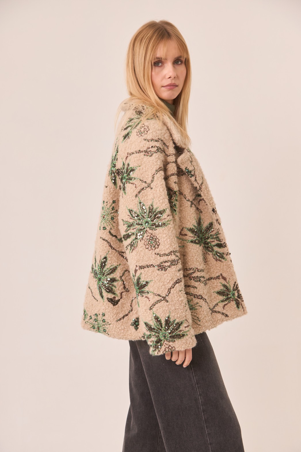 EMBROIDERED SHEARLING FANTASY COAT