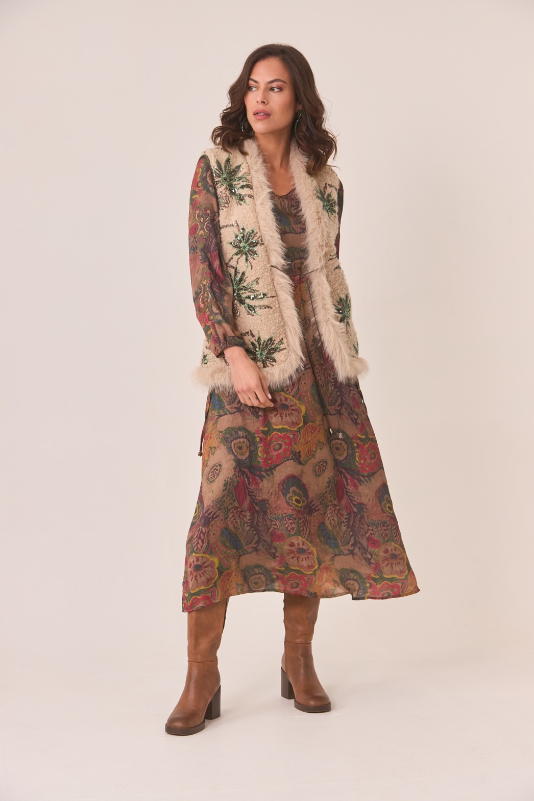 MULTICOLOURED FLOWERS DRESS