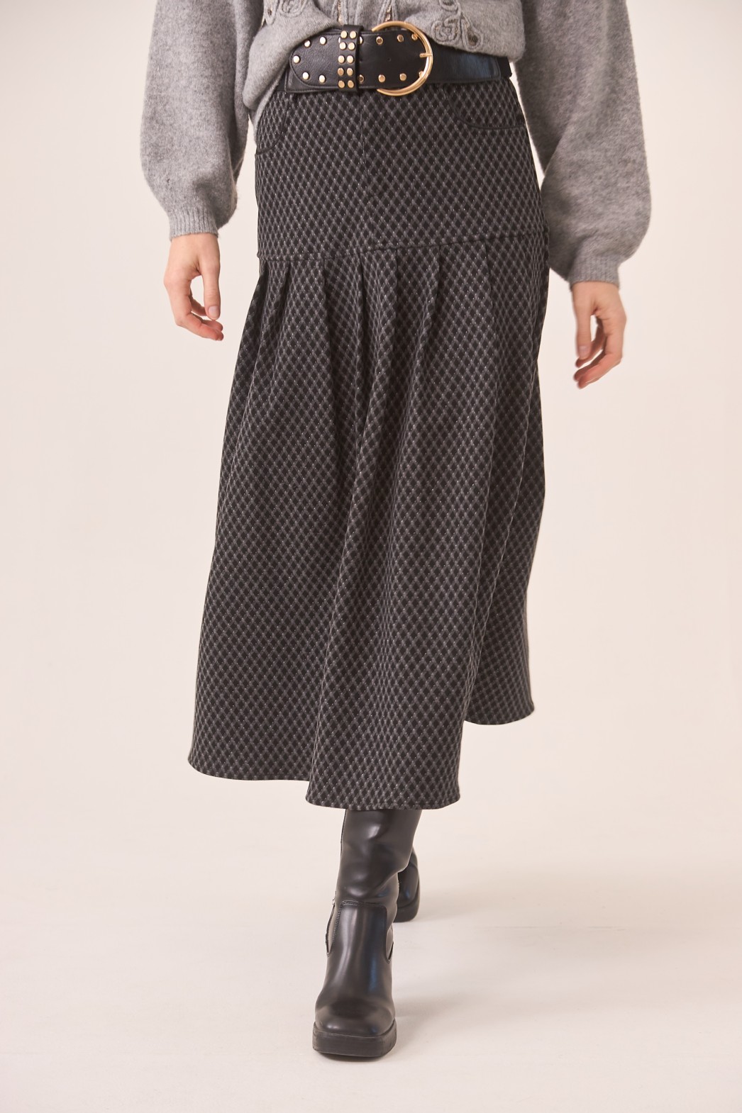 JACQUARD PLEATED SKIRT