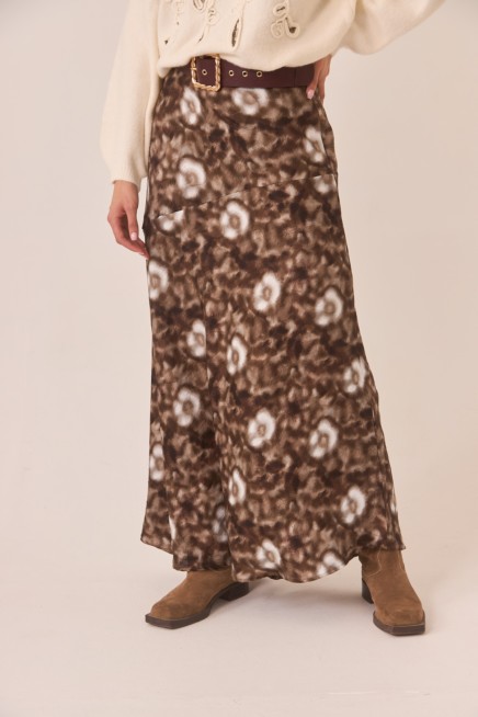 FALDA LARGA CON CORTE ASIMETRICO Y ESTAMPADO TIE-DYE