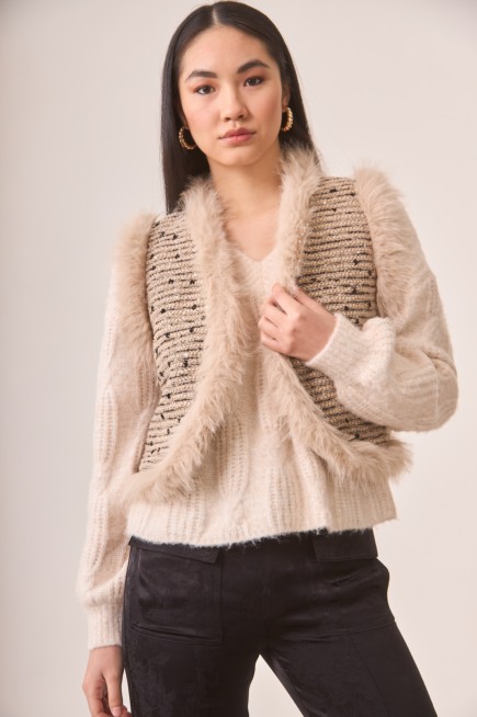 CHALECO TWEED FANTASÍA PELO