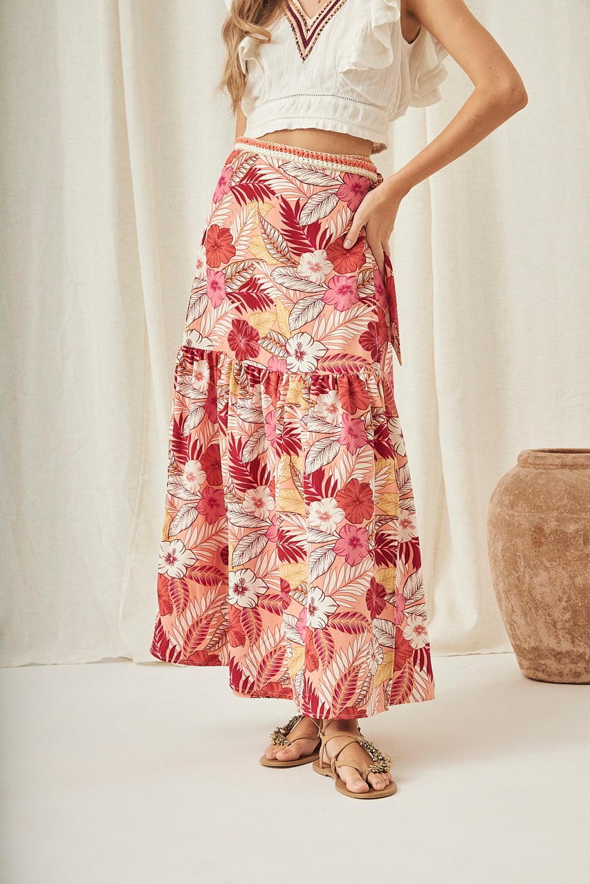 FLORAL PRINT SARONG SKIRT