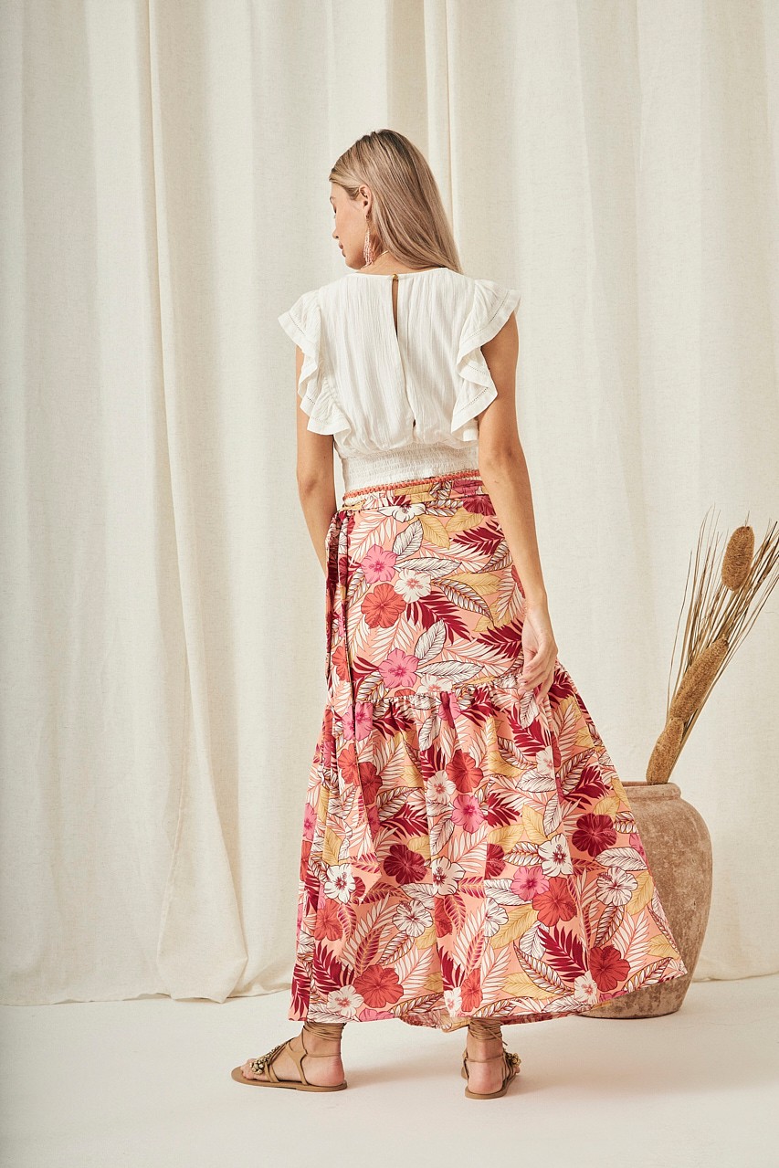 FLORAL PRINT SARONG SKIRT