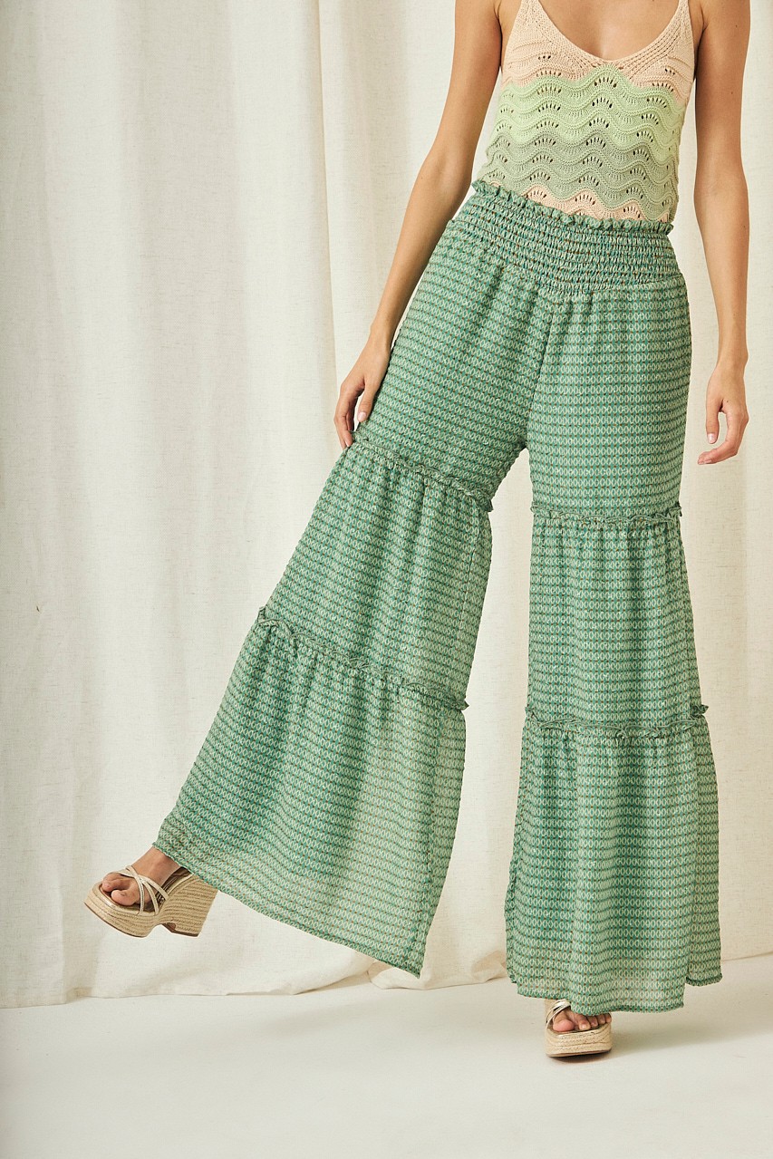 PRINTED PALAZZO TROUSERS WITH RUFFLES 1