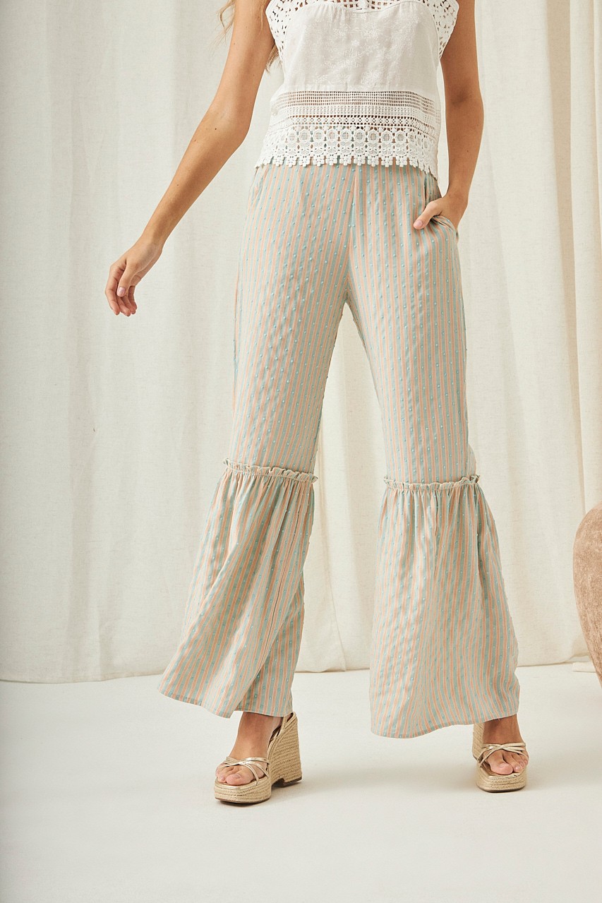 STRIPED DOTTED MESH TROUSERS 1
