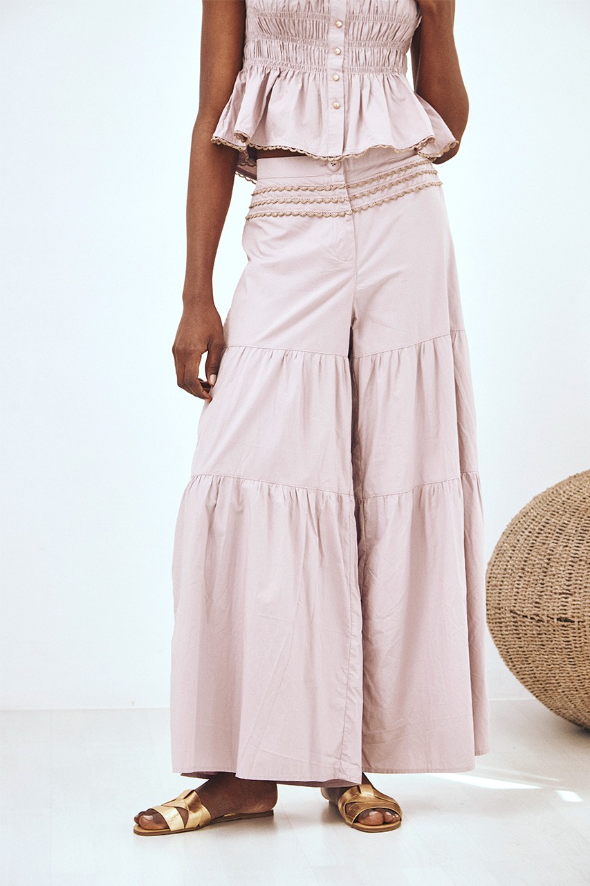 VIOLET RUFFLED TROUSERS