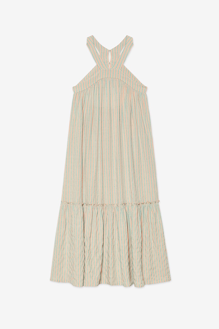 LONG STRIPED DOTTED MESH DRESS 4