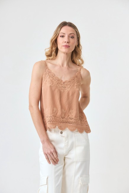 CAMEL LACE LINGERIE TOP