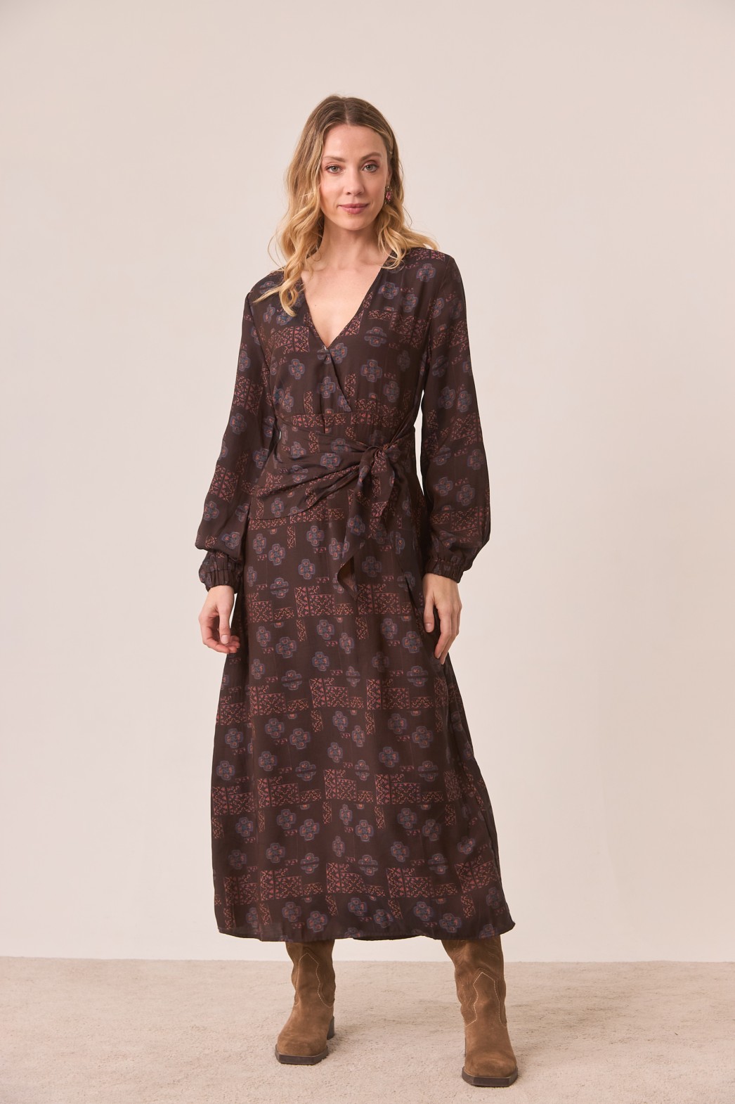 WAIST BOW PRINTED DRESS