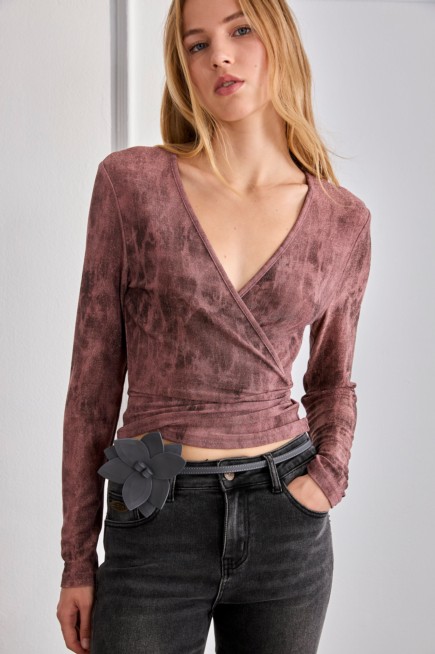 TIE-DYE EFFECT LUREX BALLERINA CROSSOVER TOP
