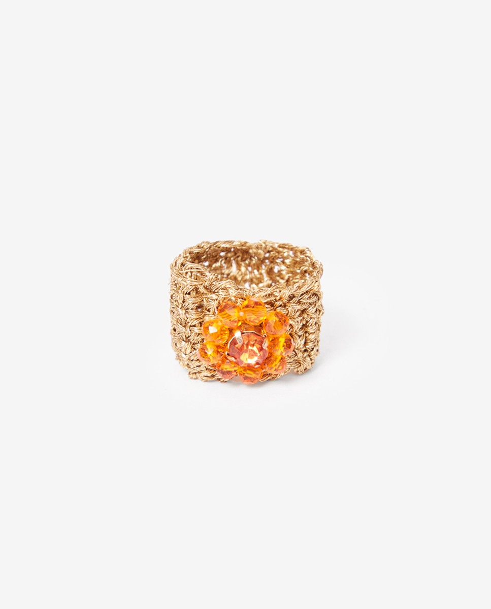 MESH RING FLOWER ORANGE EMBROIDERY