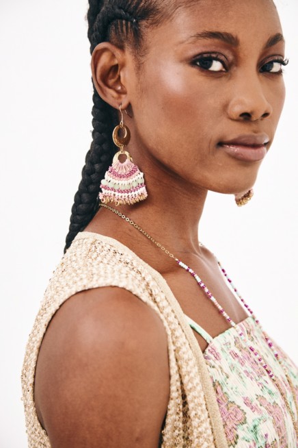 PENDIENTES ROSA MACRAMÉ