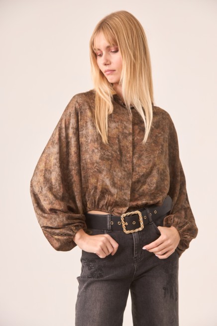 BALL SLEEVE PRINTED BLOUSE