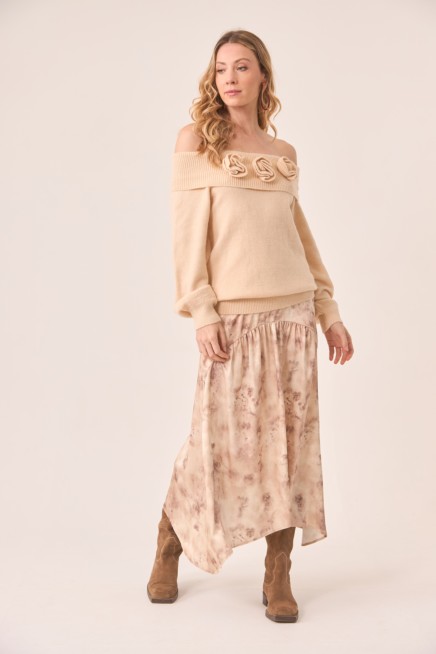 ASYMMETRICAL PRINTED SKIRT