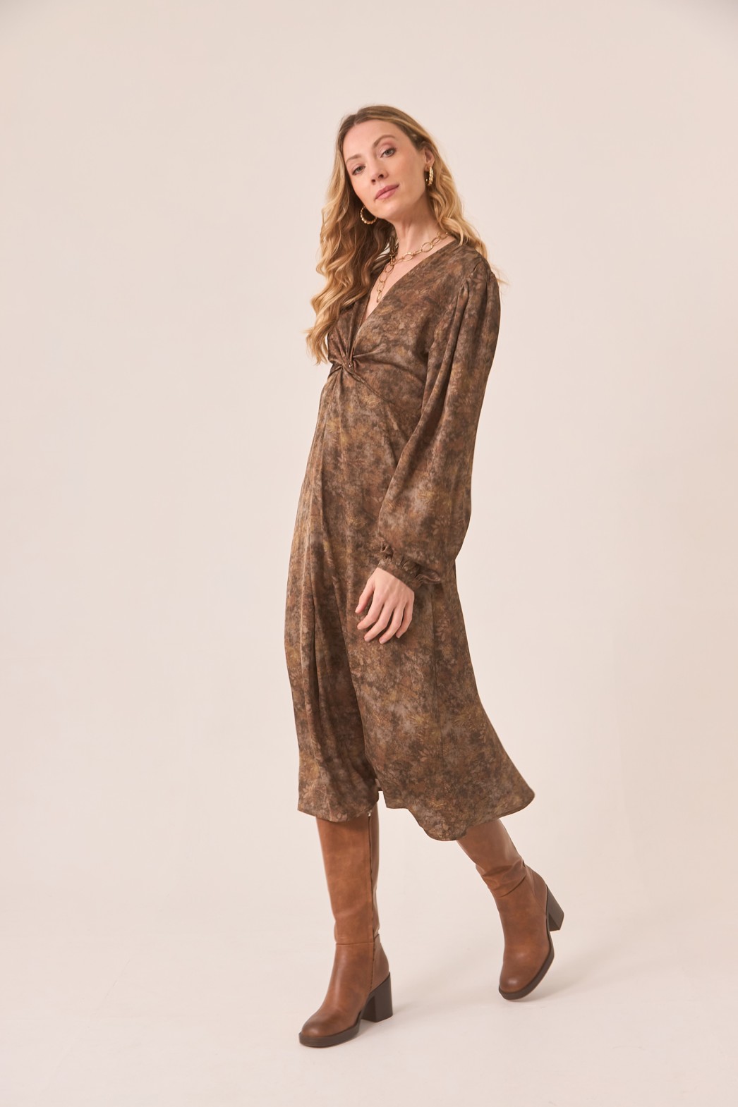 GATHERED NECKLINE DRESS 1
