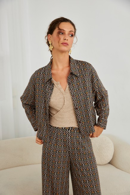 SHORT PRINTED VISCOSE KNITTED JACKET