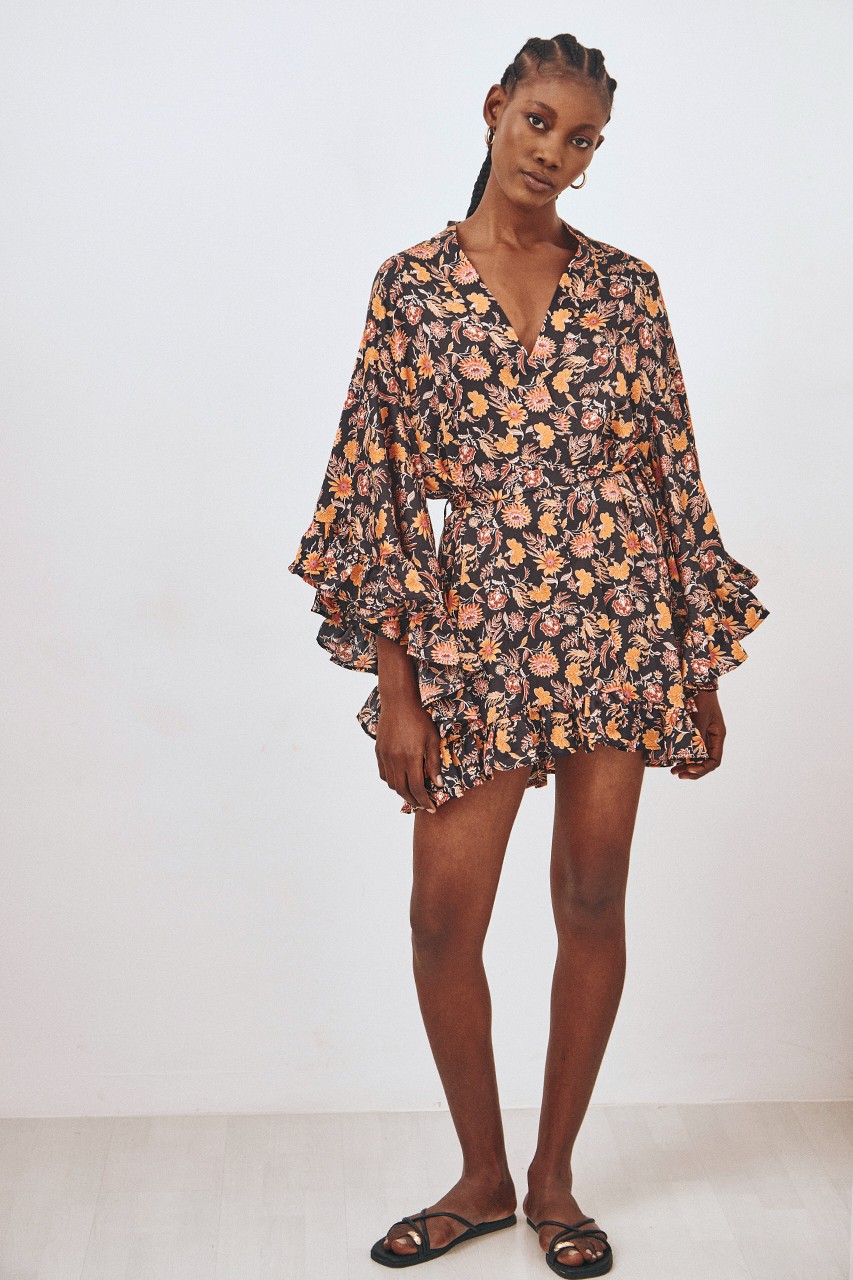 LONG FLUID KIMONO WITH RUFFLES 1