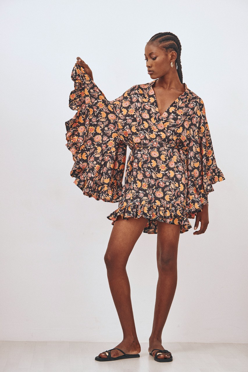 LONG FLUID KIMONO WITH RUFFLES 3