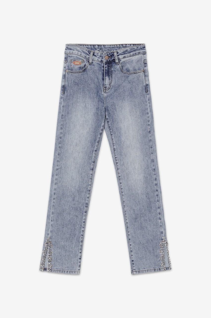 RHINESTONE HEM JEANS 4