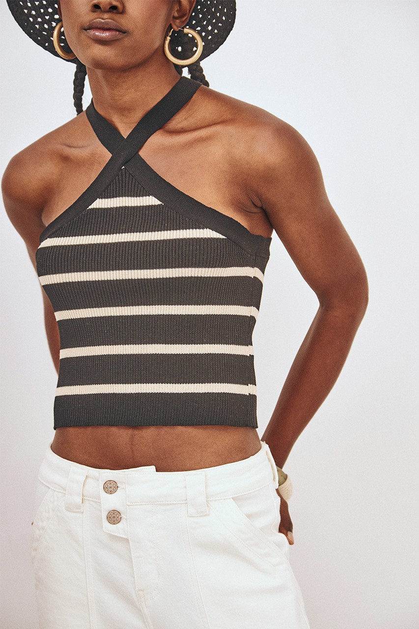 STRIPED BASIC HALTER TOP 2