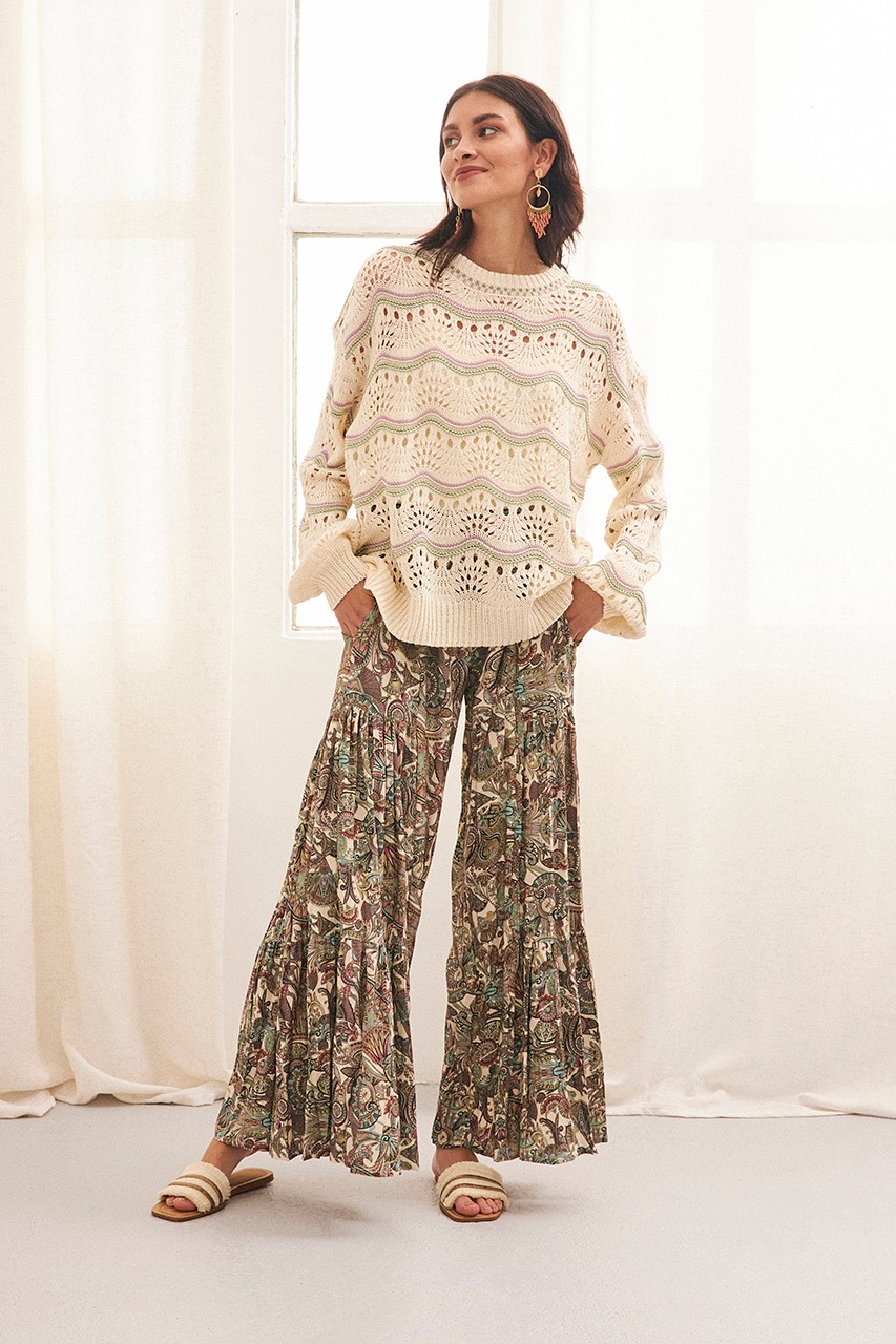 WAVE DESIGN OPEN WEAVE SWEATER