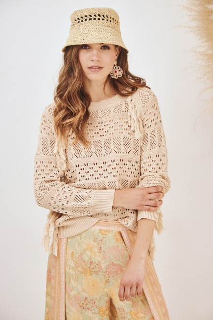 FRINGES OPENWORK SWEATER