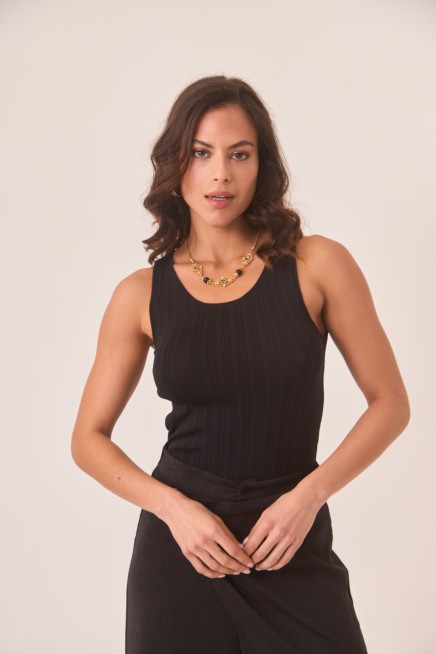 BASIC VISCOSE KNITTED SLEEVELESS TOP