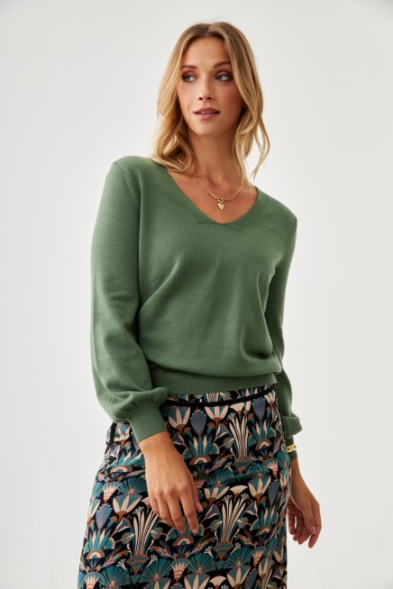 GREEN CROSS-STRAP BACK SWEATER