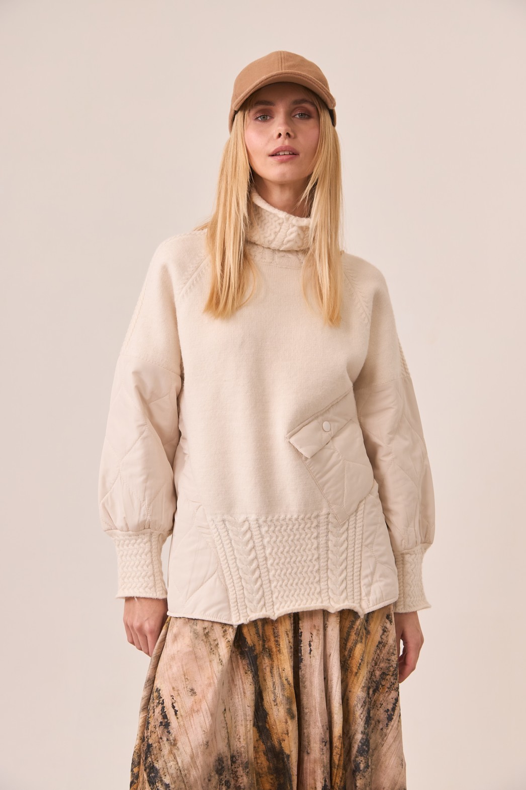 JERSEY CUELLO VUELTO COMBI DE PUNTO Y ACOLCHADO