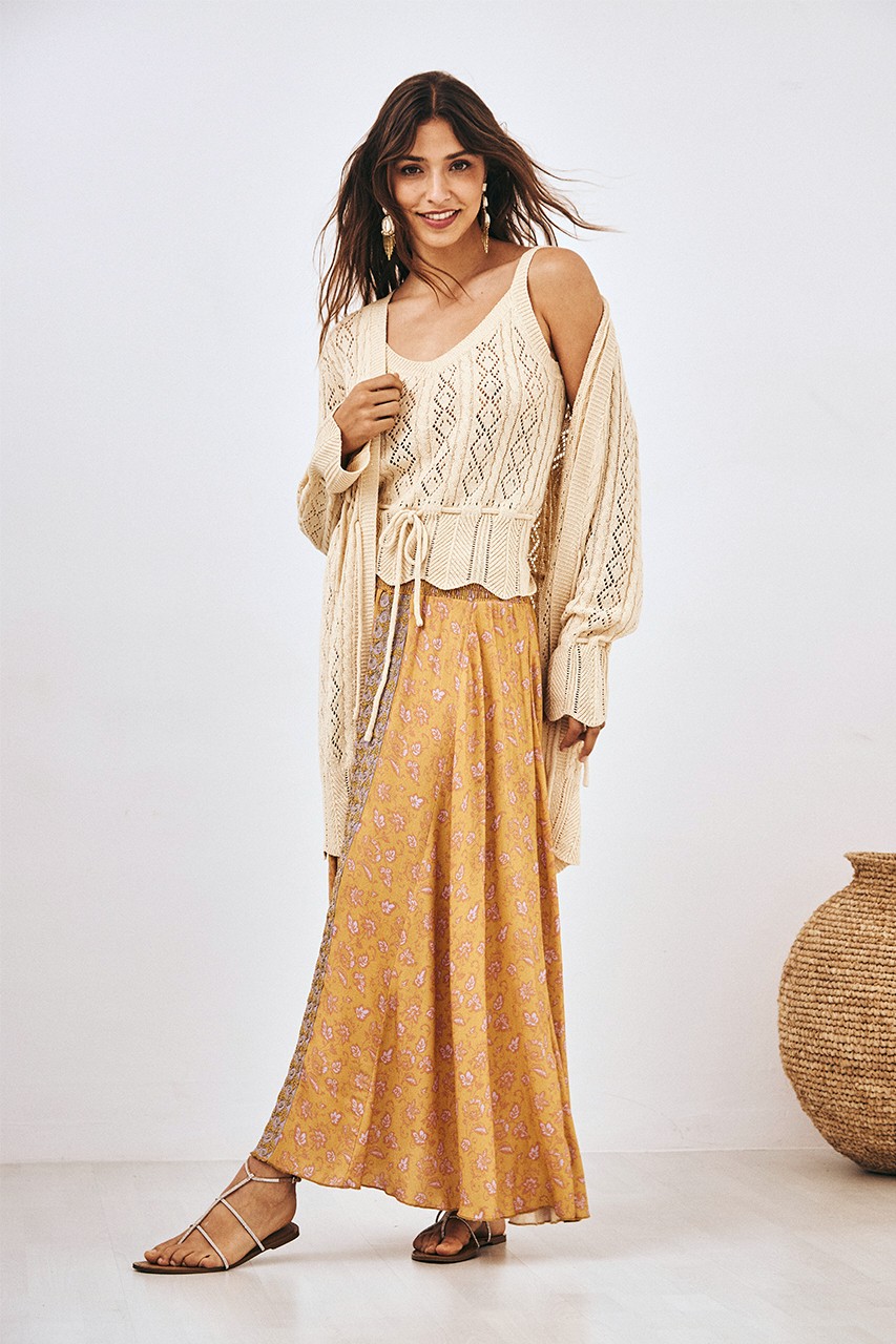LONG KIMONO WITH MIX OPENWORK 
