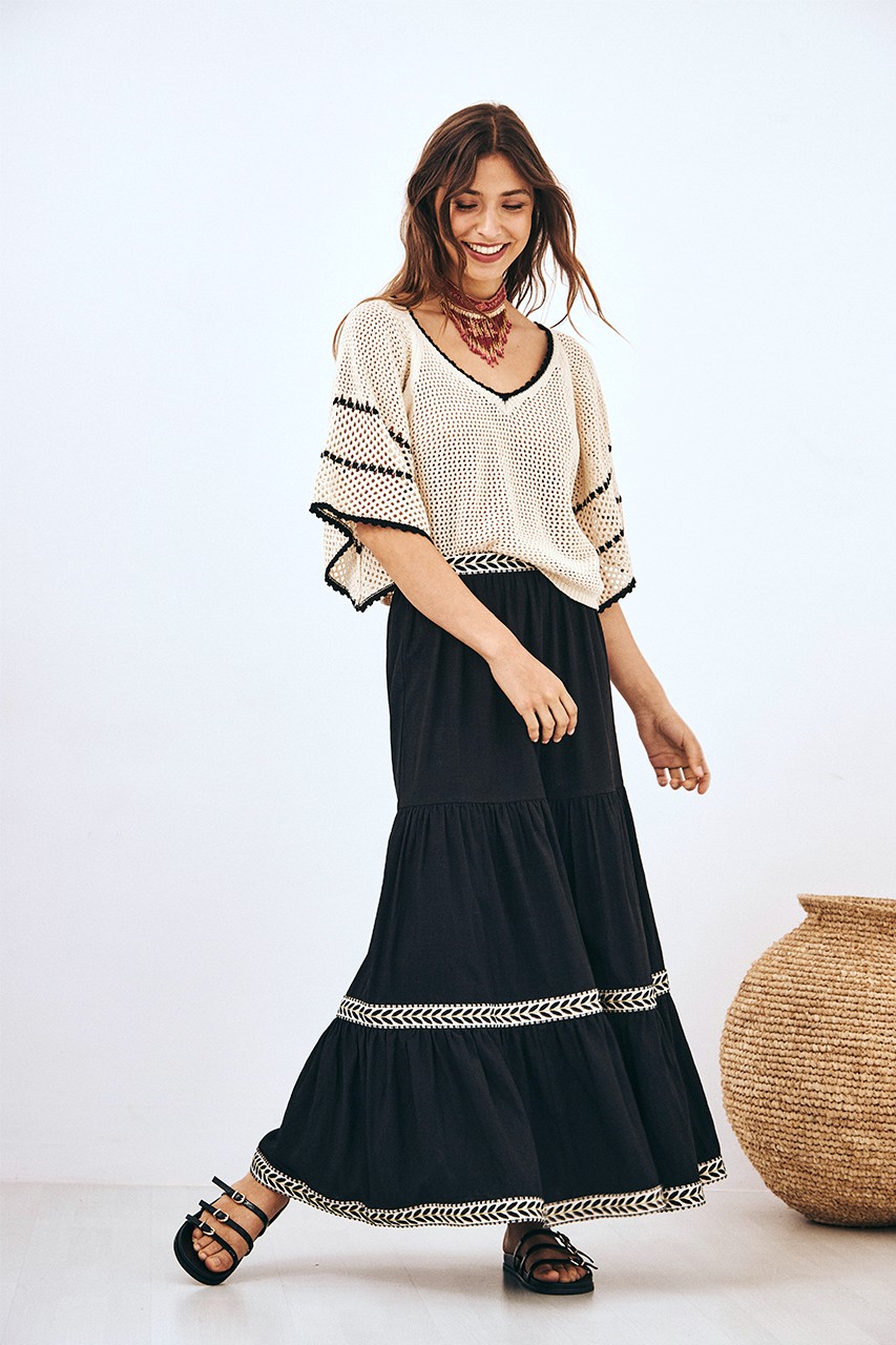 BICOLOR SHORT SLEEVED SWEATER