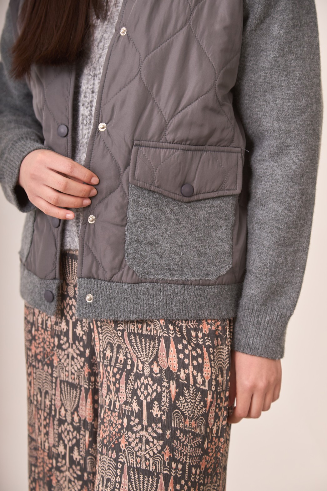 CHAQUETA COMBI DE PUNTO Y ACOLCHADO ESTILO BOMBER MAXI 1