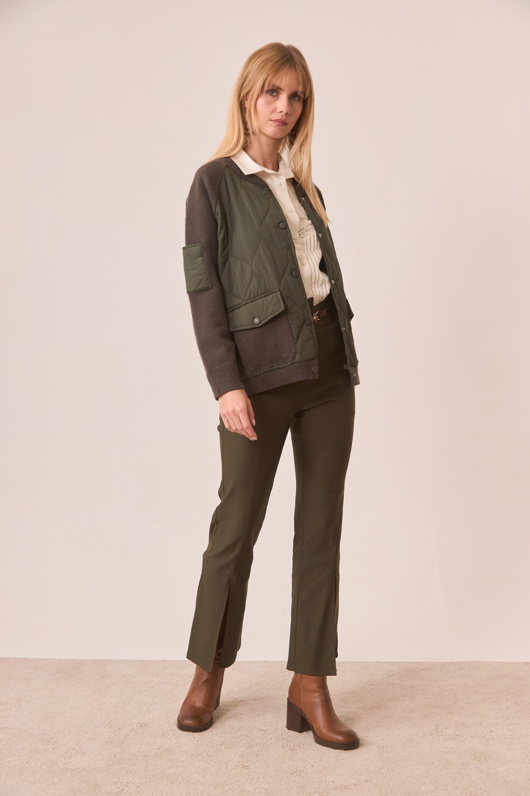 CHAQUETA COMBI DE PUNTO Y ACOLCHADO ESTILO BOMBER MAXI 1