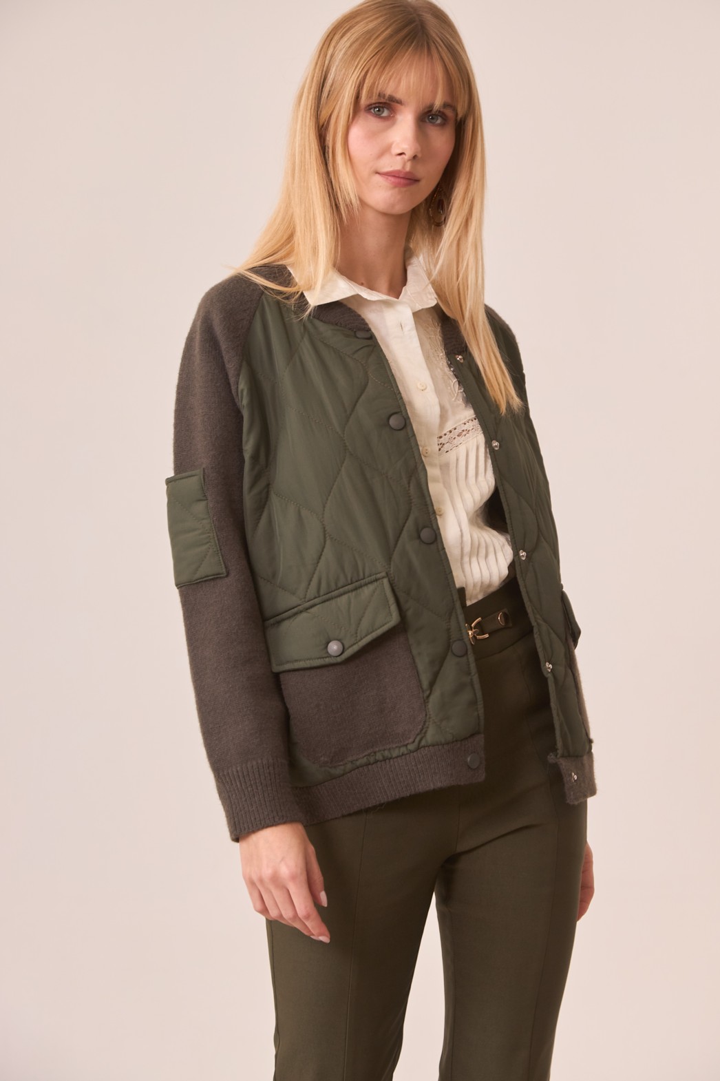 CHAQUETA COMBI DE PUNTO Y ACOLCHADO ESTILO BOMBER MAXI