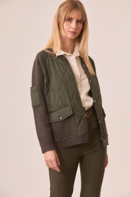 CHAQUETA COMBI DE PUNTO Y ACOLCHADO ESTILO BOMBER MAXI