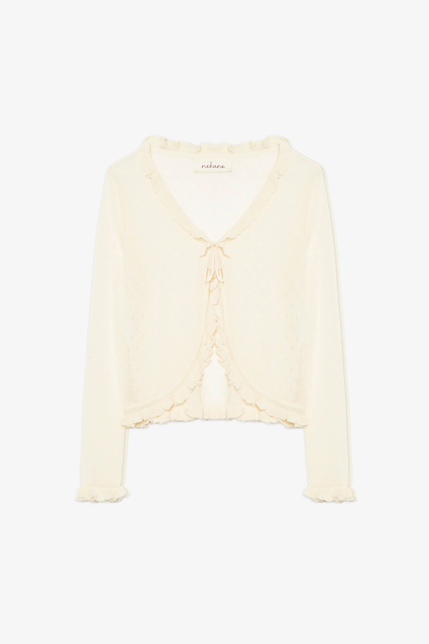 RUFFLED BOLERO CARDIGAN